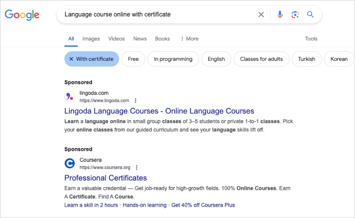 paid search results