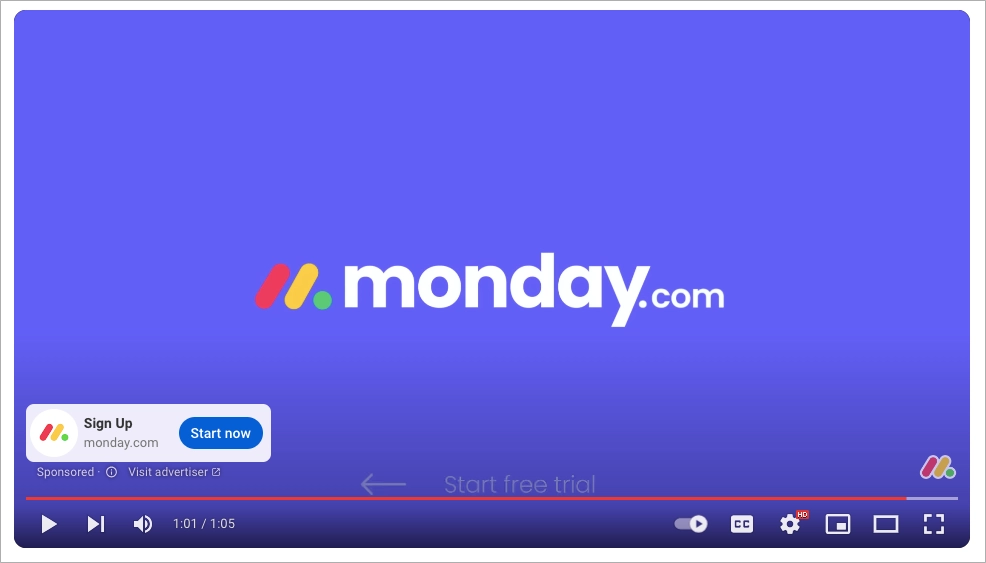 Exemplo de anúncio em vídeo
