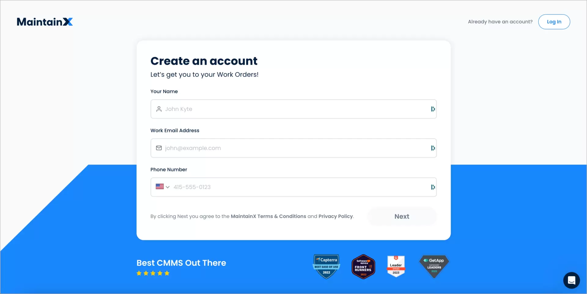 bom landing page para registro