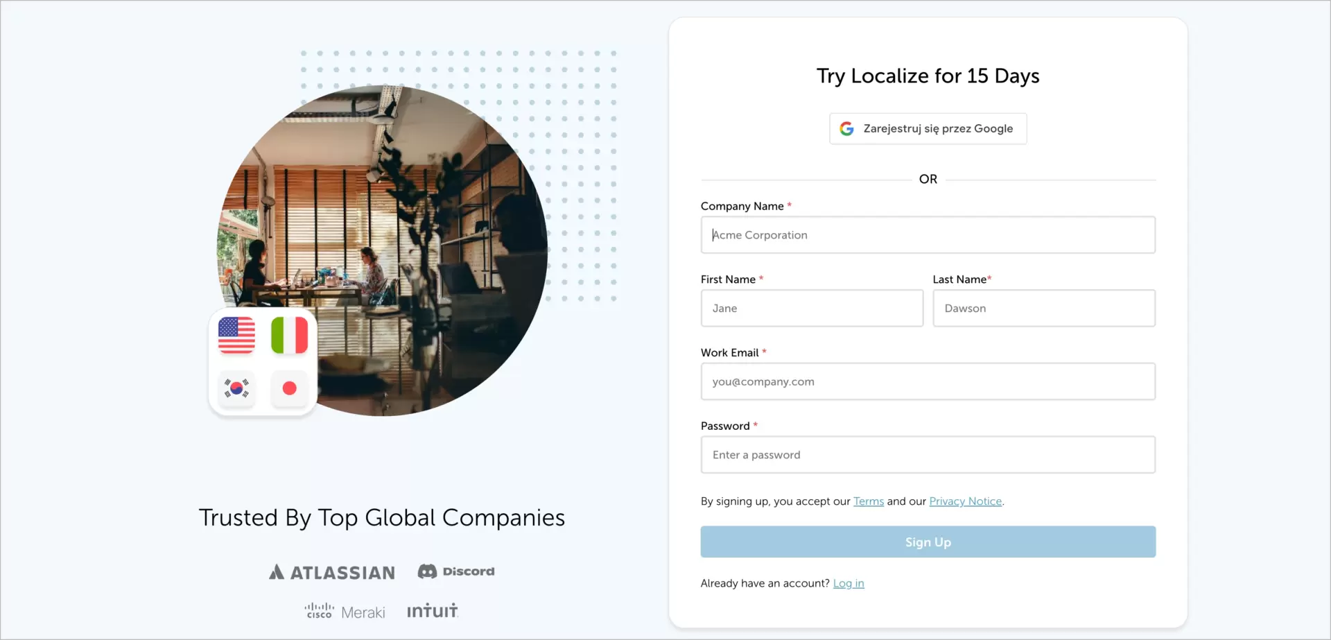 imagem atraente ao entrar landing page