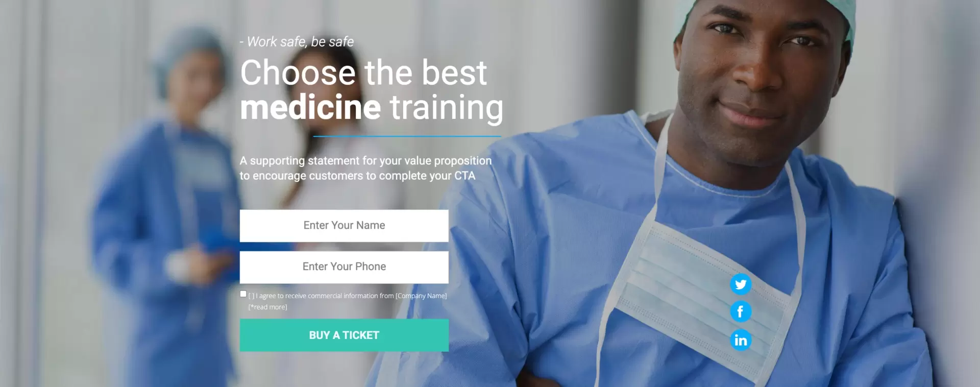 landing page para se registrar