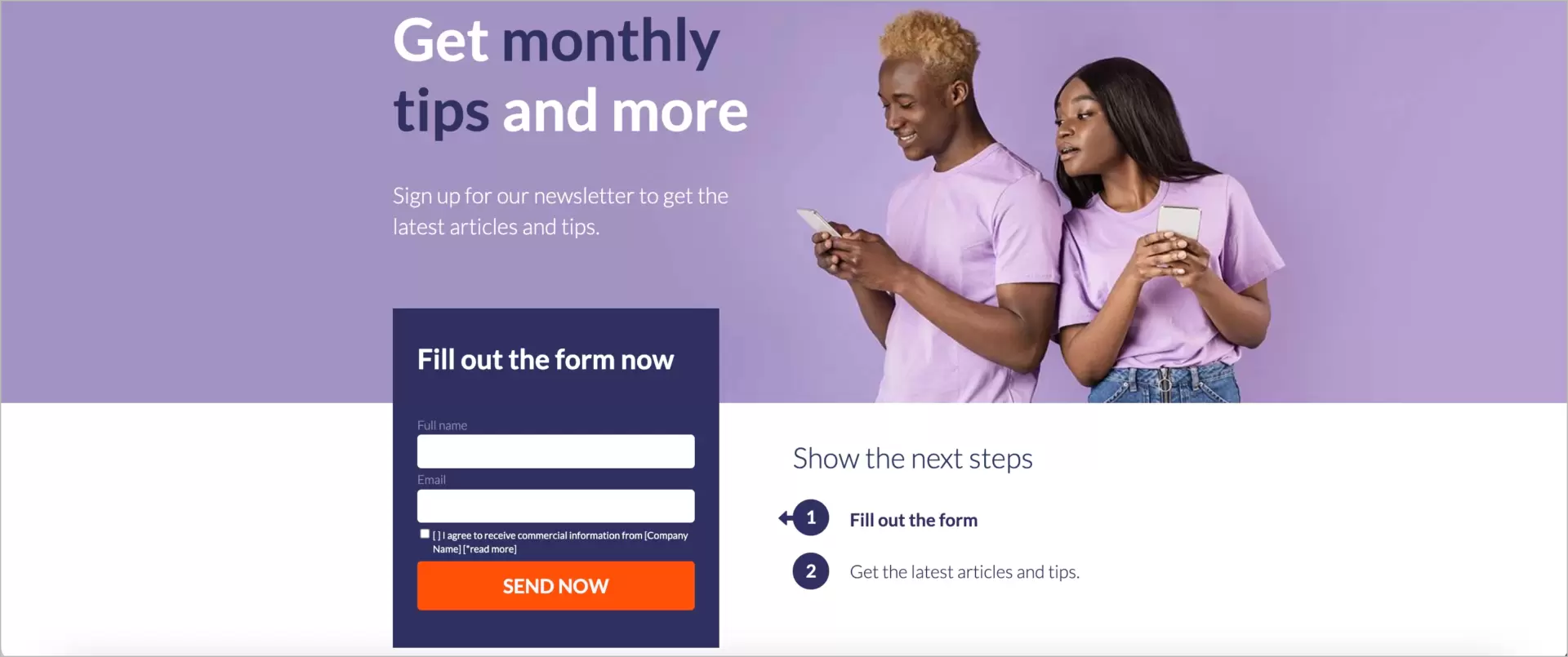 landing page modelo para registro